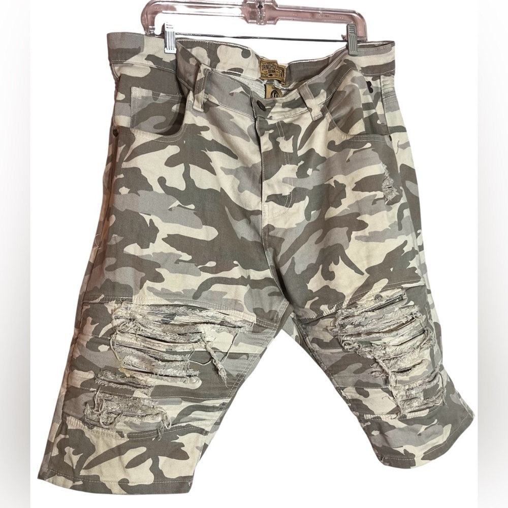 GRINDHOUSE Denim Men’s Size 40 Camouflage Shorts‎ Distressed Stretch Y2K